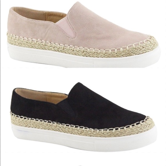 Suede/espadrille black slip ons - Picture 5 of 6